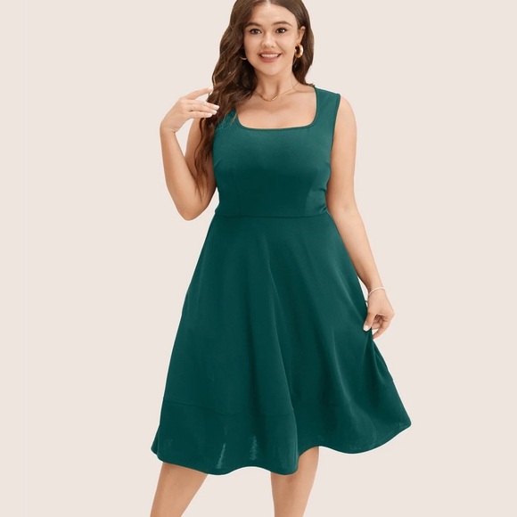 BlloomChic Solid Pocket Sleeveless Ruffle Hem Tank Dress - Picture 1 of 6